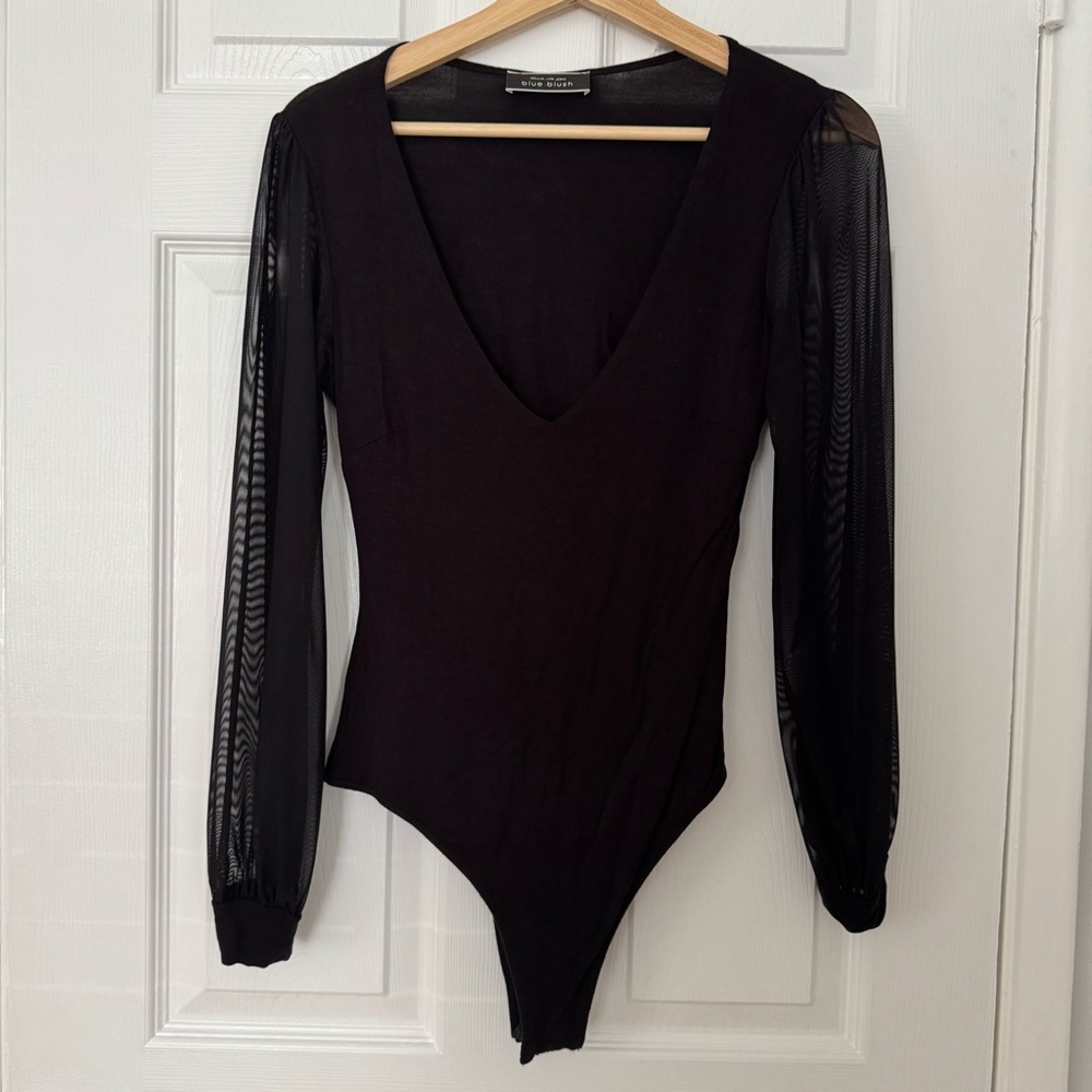 Black Sheer Sleeve Bodysuit